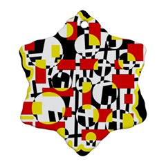 Red And Yellow Chaos Snowflake Ornament (2-side)