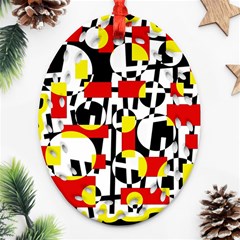 Red And Yellow Chaos Oval Filigree Ornament (2-side) 