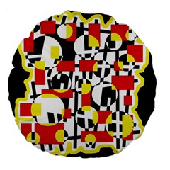 Red And Yellow Chaos Large 18  Premium Flano Round Cushions by Valentinaart