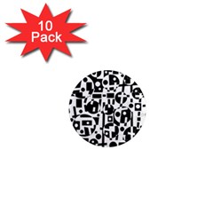 Black And White Abstract Chaos 1  Mini Magnet (10 Pack)  by Valentinaart