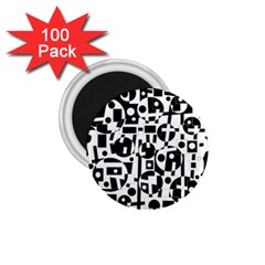 Black And White Abstract Chaos 1 75  Magnets (100 Pack)  by Valentinaart