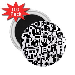 Black And White Abstract Chaos 2 25  Magnets (100 Pack)  by Valentinaart