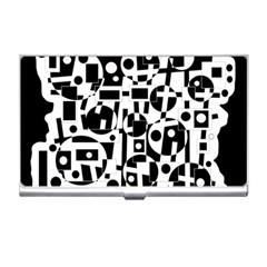 Black And White Abstract Chaos Business Card Holders by Valentinaart