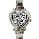 Black and white abstract chaos Heart Italian Charm Watch Front