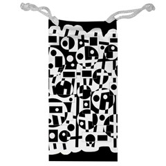 Black And White Abstract Chaos Jewelry Bags by Valentinaart