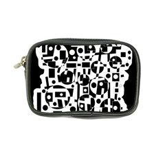 Black And White Abstract Chaos Coin Purse by Valentinaart