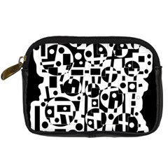 Black And White Abstract Chaos Digital Camera Cases by Valentinaart