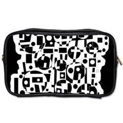 Black And White Abstract Chaos Toiletries Bags 2-side by Valentinaart