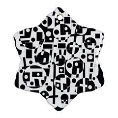 Black And White Abstract Chaos Ornament (snowflake)  by Valentinaart