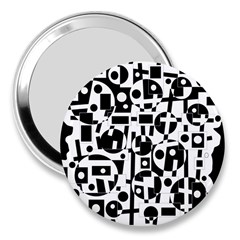 Black And White Abstract Chaos 3  Handbag Mirrors by Valentinaart