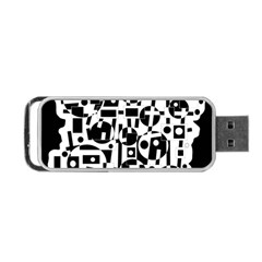 Black And White Abstract Chaos Portable Usb Flash (two Sides) by Valentinaart