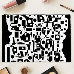 Black And White Abstract Chaos Cosmetic Bag (xxl)  by Valentinaart