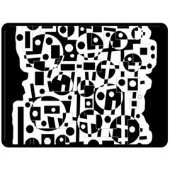 Black And White Abstract Chaos Double Sided Fleece Blanket (large) 