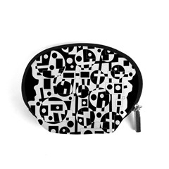 Black And White Abstract Chaos Accessory Pouches (small)  by Valentinaart