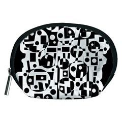 Black And White Abstract Chaos Accessory Pouches (medium)  by Valentinaart