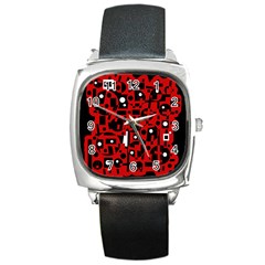 Red Square Metal Watch by Valentinaart