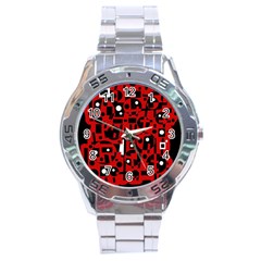 Red Stainless Steel Analogue Watch by Valentinaart