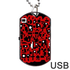 Red Dog Tag Usb Flash (one Side)