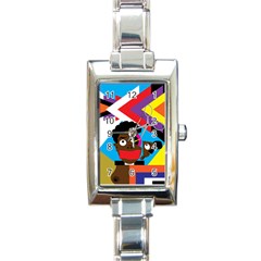 Scissors To My Mind Rectangle Italian Charm Watch