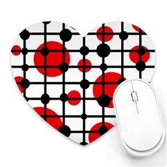 Red Circles Heart Mousepads by Valentinaart