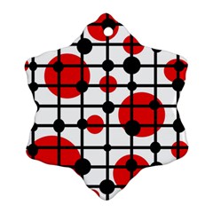 Red Circles Snowflake Ornament (2-side)