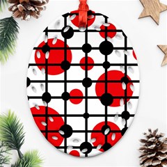 Red Circles Oval Filigree Ornament (2-side) 