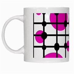 Magenta Circles White Mugs by Valentinaart