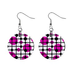 Magenta Circles Mini Button Earrings by Valentinaart