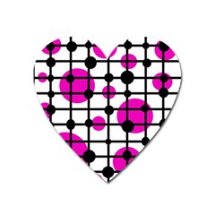 Magenta Circles Heart Magnet by Valentinaart