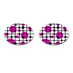 Magenta Circles Cufflinks (oval) by Valentinaart