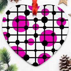 Magenta Circles Heart Ornament (2 Sides)