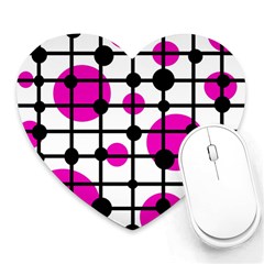 Magenta Circles Heart Mousepads by Valentinaart