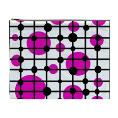 Magenta Circles Cosmetic Bag (xl) by Valentinaart