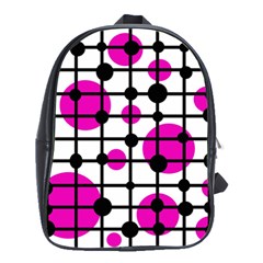 Magenta Circles School Bags(large)  by Valentinaart