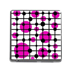 Magenta Circles Memory Card Reader (square) by Valentinaart