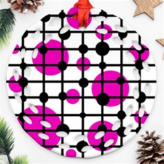 Magenta Circles Round Filigree Ornament (2side)