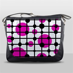 Magenta Circles Messenger Bags by Valentinaart