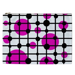 Magenta Circles Cosmetic Bag (xxl)  by Valentinaart