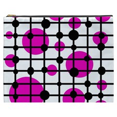 Magenta Circles Cosmetic Bag (xxxl)  by Valentinaart