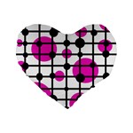 Magenta circles Standard 16  Premium Heart Shape Cushions Front