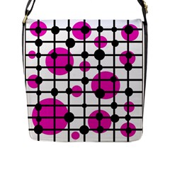 Magenta Circles Flap Messenger Bag (l)  by Valentinaart