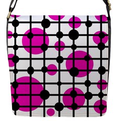 Magenta Circles Flap Messenger Bag (s) by Valentinaart