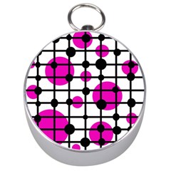 Magenta Circles Silver Compasses by Valentinaart