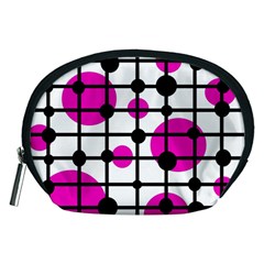 Magenta Circles Accessory Pouches (medium)  by Valentinaart