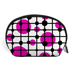 Magenta Circles Accessory Pouches (large)  by Valentinaart