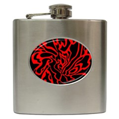 Red And Black Decor Hip Flask (6 Oz) by Valentinaart