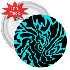 Cyan Decor 3  Buttons (100 Pack)  by Valentinaart