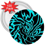 Cyan decor 3  Buttons (100 pack)  Front