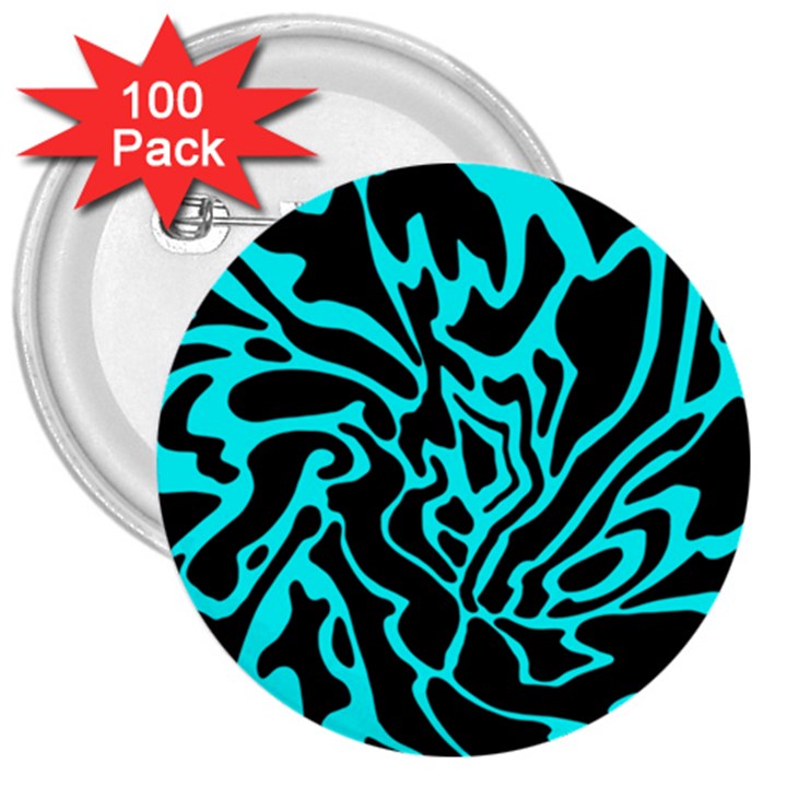 Cyan decor 3  Buttons (100 pack) 