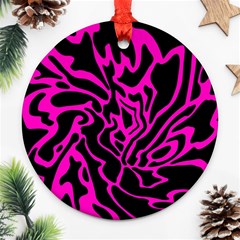 Magenta And Black Ornament (round)  by Valentinaart